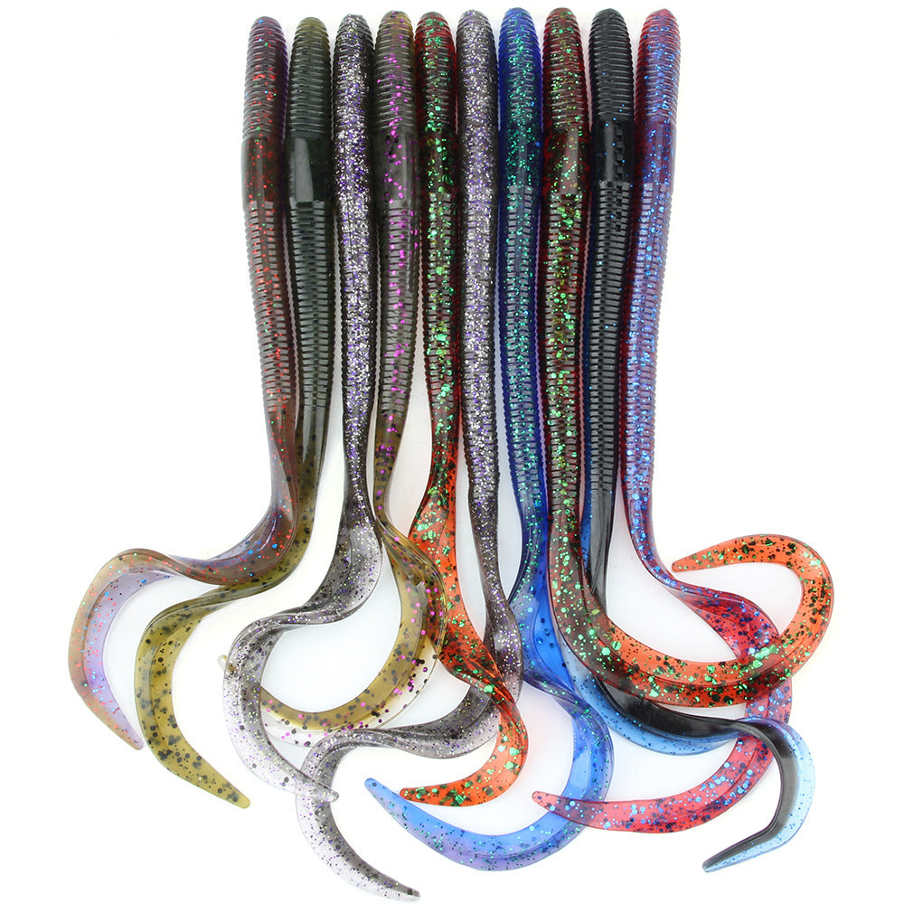 Slim Long-Tailed Worm Soft Bait, 8~10-inch, Multiple-Color, #SB50178B