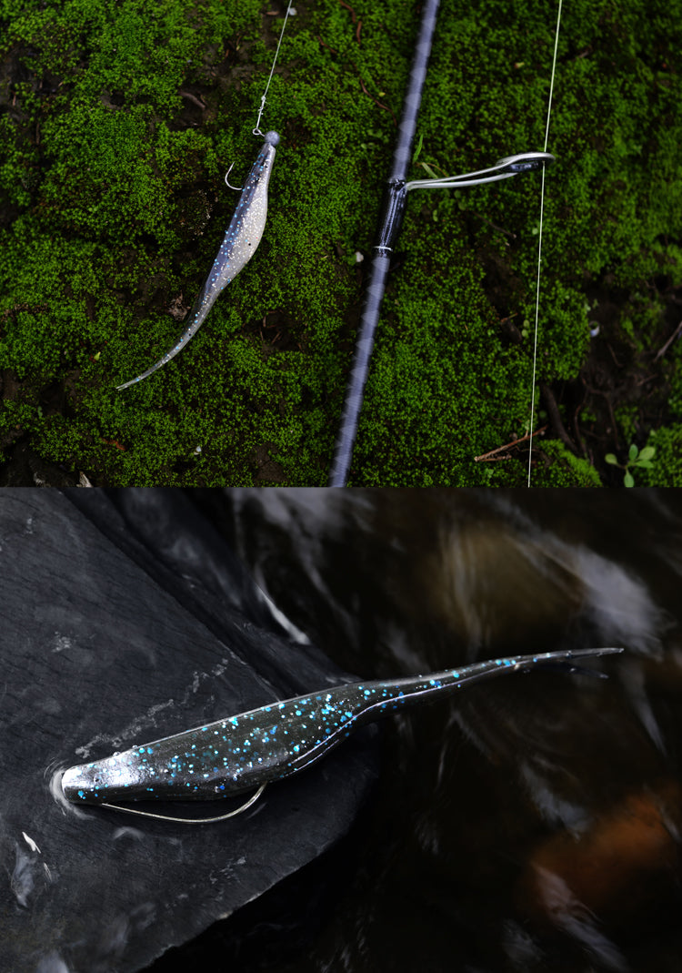 Soft Jerk Bait Fork Tail Flukee Shad, Scented #SB40108B