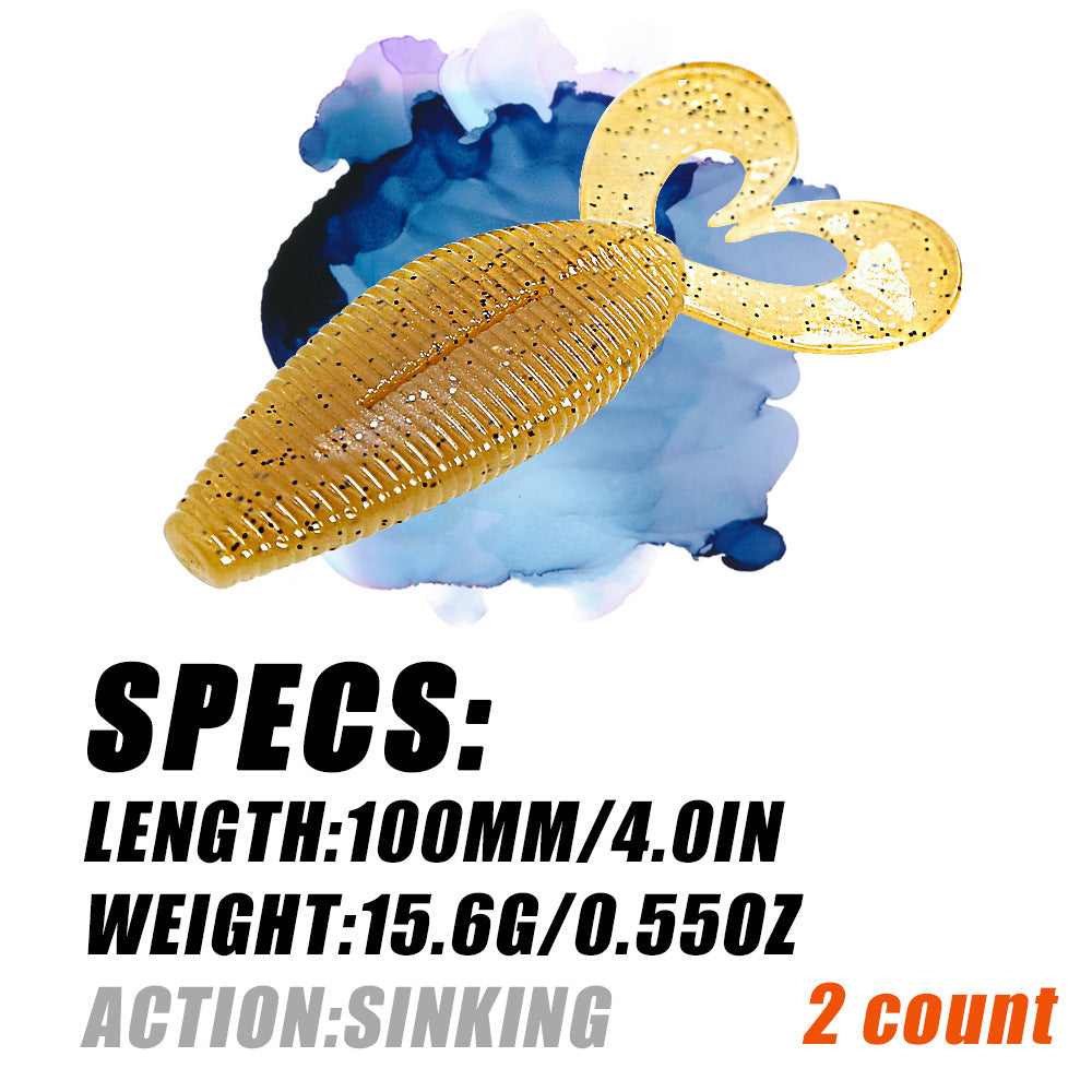 Wide Twin Tail Soft Plastic Lure, High-Density, Salted, 4-inch, 1/2oz #SB50288A