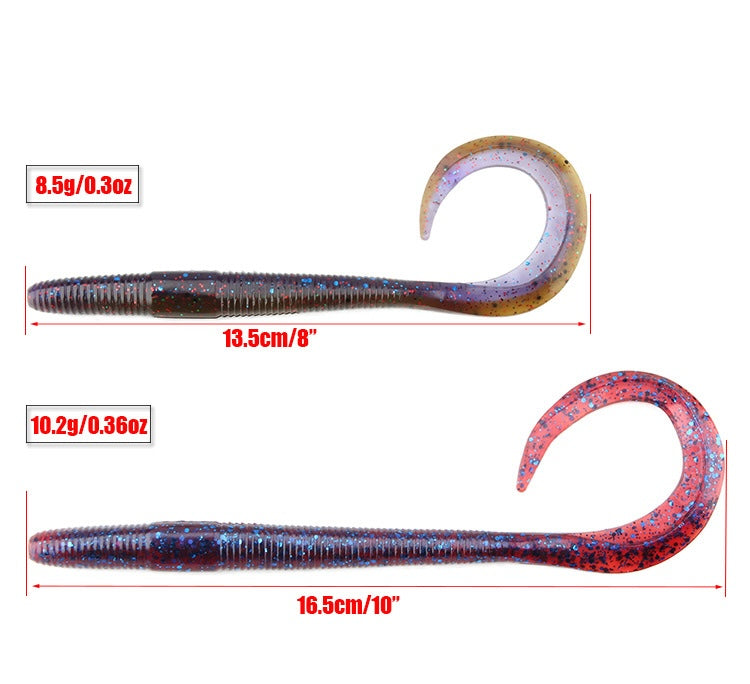 Slim Long-Tailed Worm Soft Bait, 8~10-inch, Multiple-Color, #SB50178B