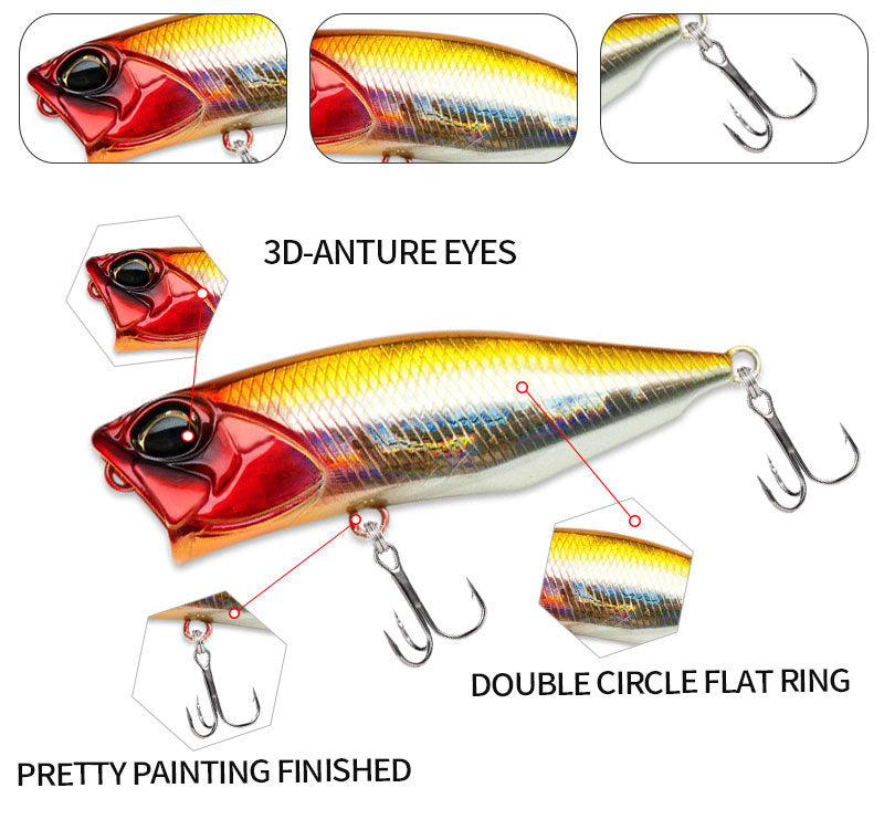 Topwater Popper, High-Performance Lure, 64mm/9g, #HB59116A