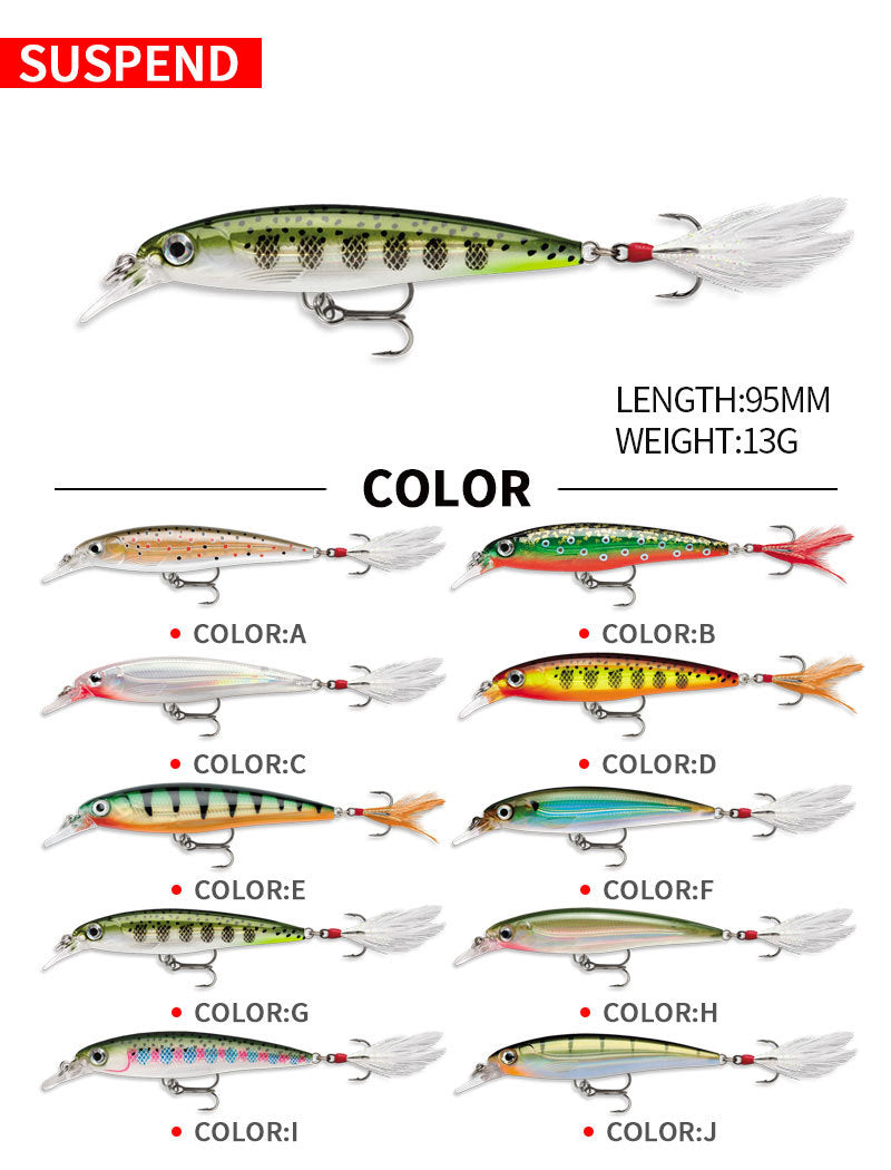 Twitching Minnow Lure JerkBait, Supending (95mm / 13g),#HB59217A