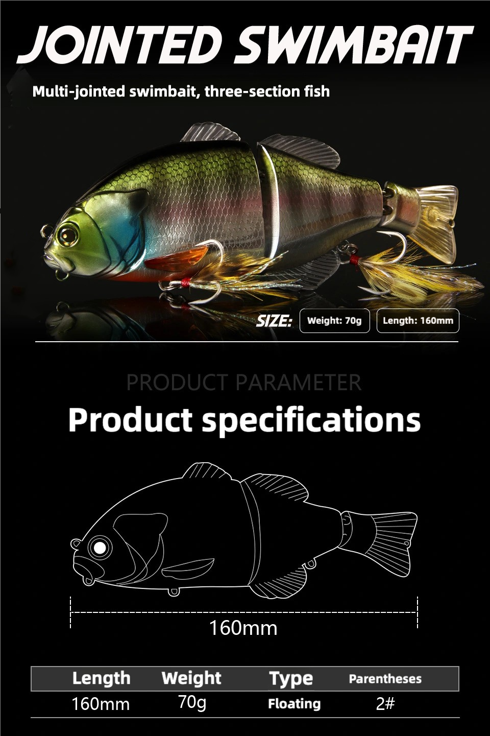 Multi-Jointed Swimbait - Floating (70g, 160mm), #SW50212A