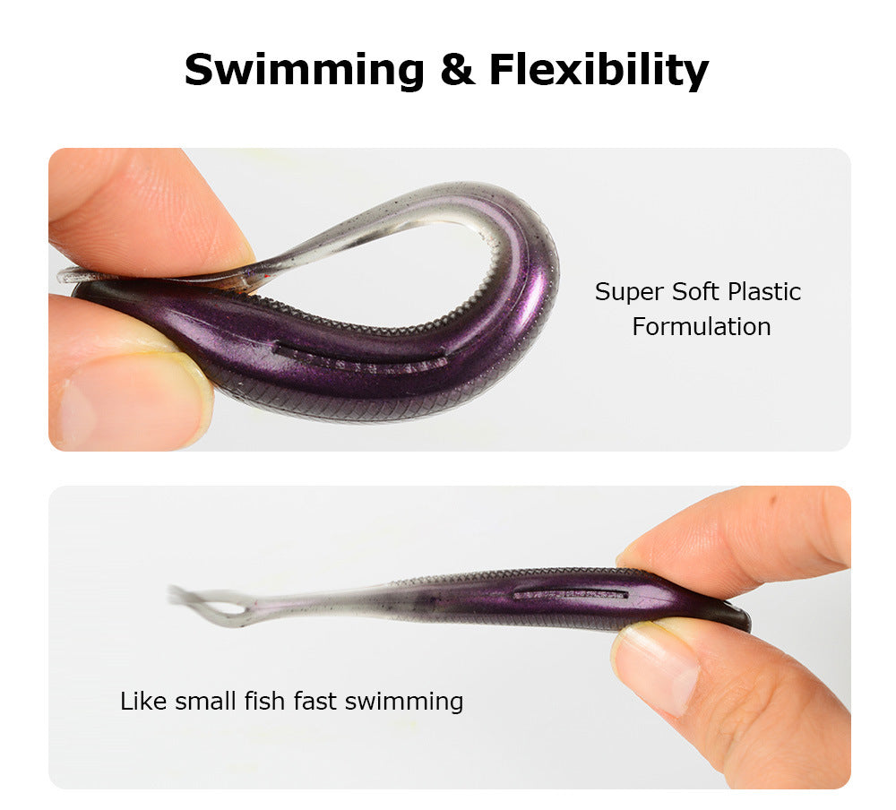 Dual-color Fork Tail Soft Jerkbait with Built-in Rainbow Tube, 8PCS/Pac, 90mm #SB50205A