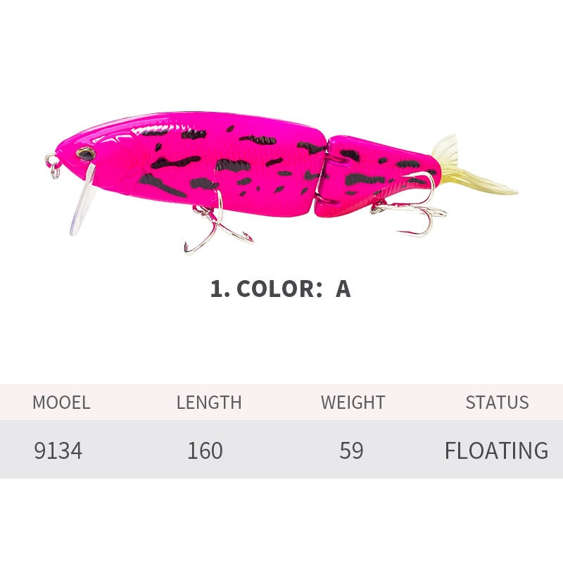 Multi-Jointed Glide Bait, Detachable Lip and Tail, 160mm/59g, #SW59134A