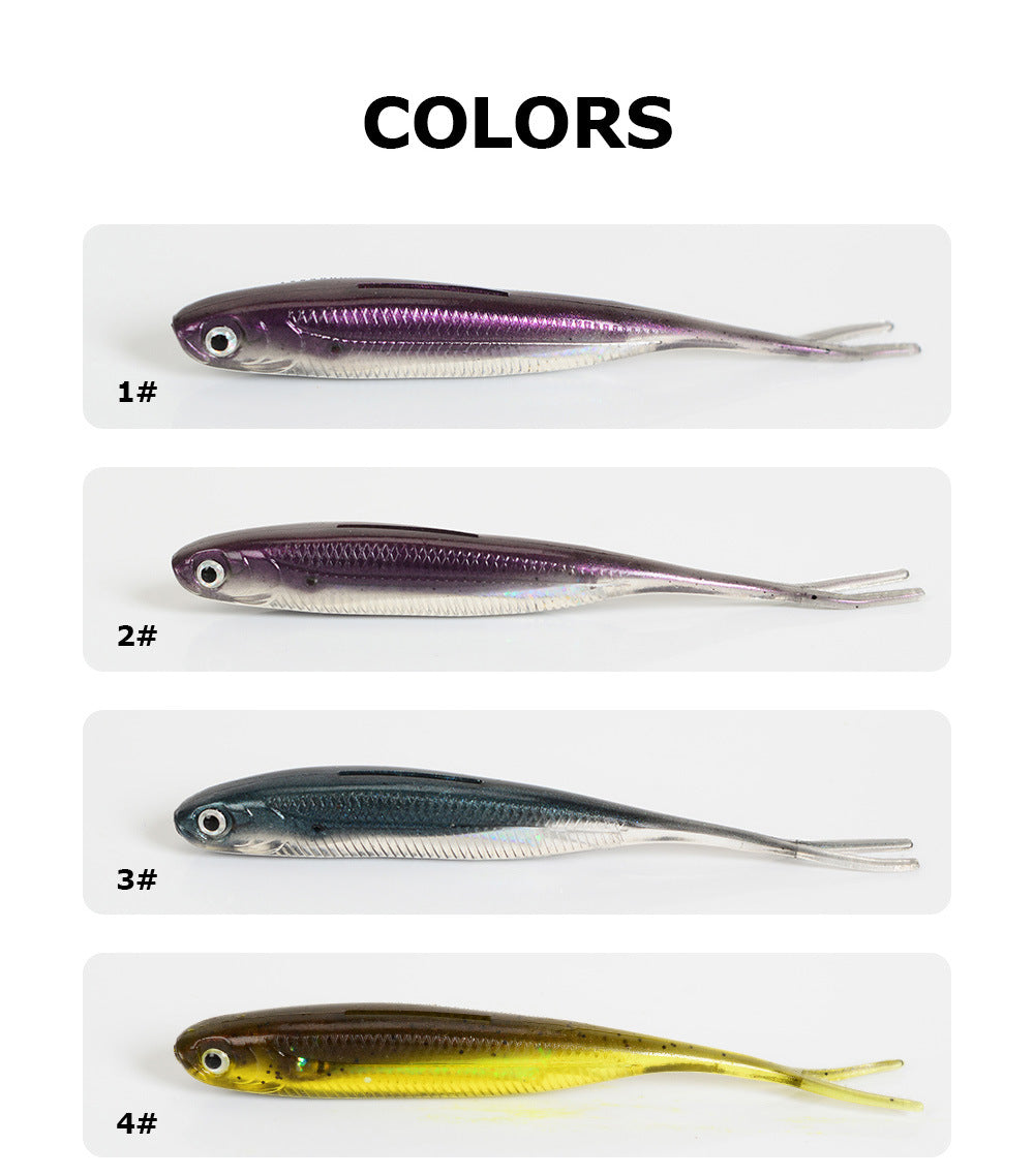Dual-color Fork Tail Soft Jerkbait with Built-in Rainbow Tube, 8PCS/Pac, 90mm #SB50205A