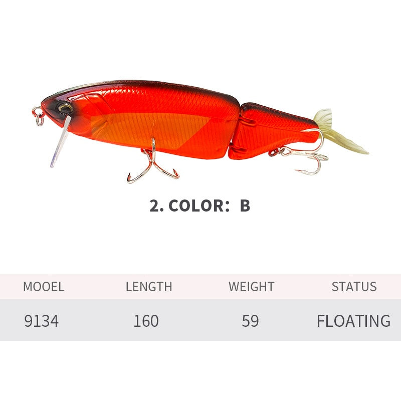 Multi-Jointed Glide Bait, Detachable Lip and Tail, 160mm/59g, #SW59134A
