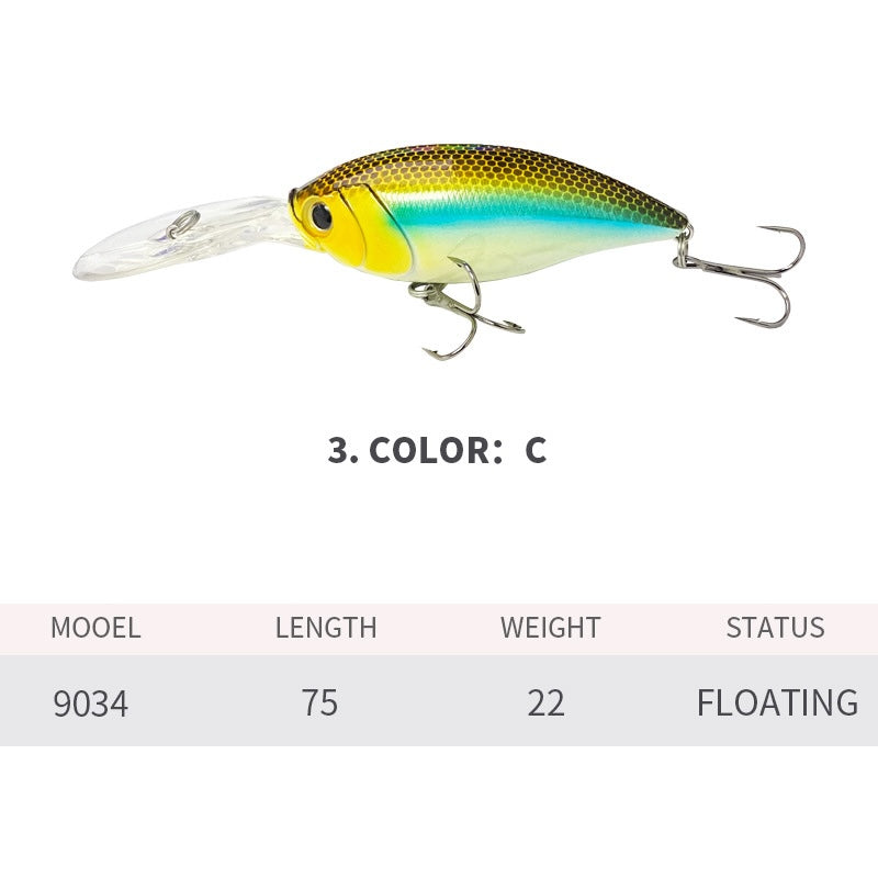 Steady Dive Crankbait, 2.5-3.5m, 75mm/22g, #HB59034A