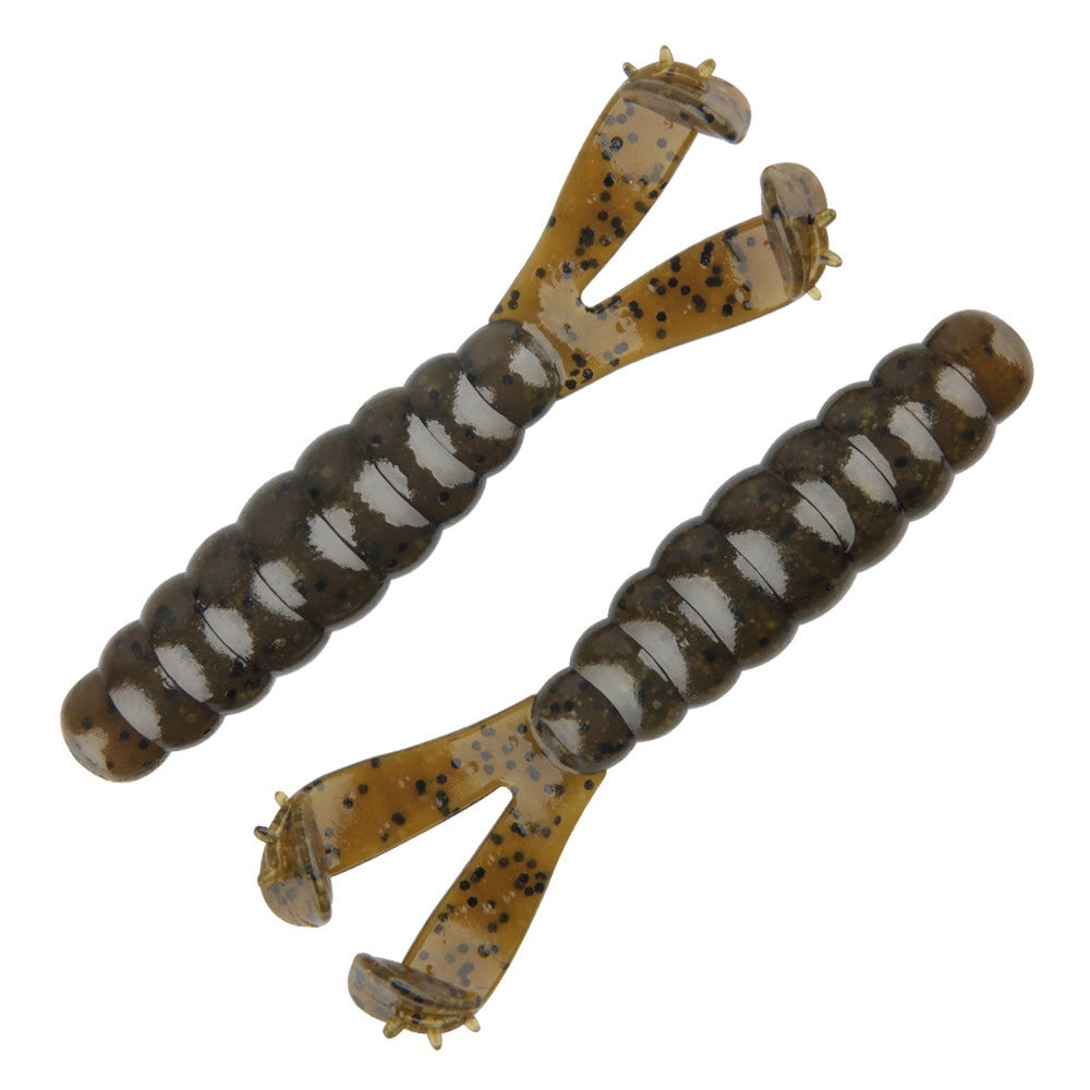 Dual-Tail Worm Soft Bait, Floating Durable TPR Material, 2.8-inch, #SB502901A