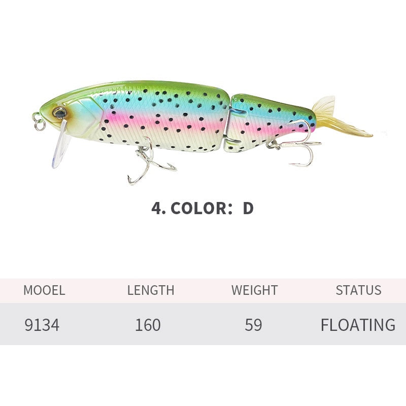 Multi-Jointed Glide Bait, Detachable Lip and Tail, 160mm/59g, #SW59134A