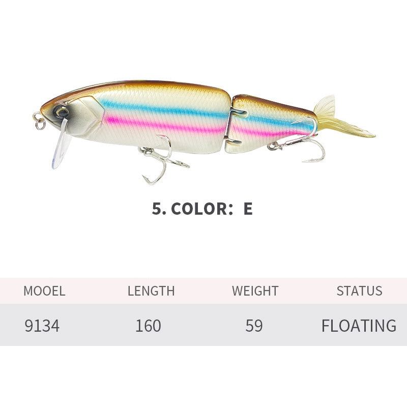 Multi-Jointed Glide Bait, Detachable Lip and Tail, 160mm/59g, #SW59134A