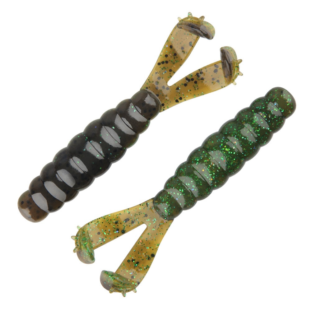 Dual-Tail Worm Soft Bait, Floating Durable TPR Material, 2.8-inch, #SB502901A