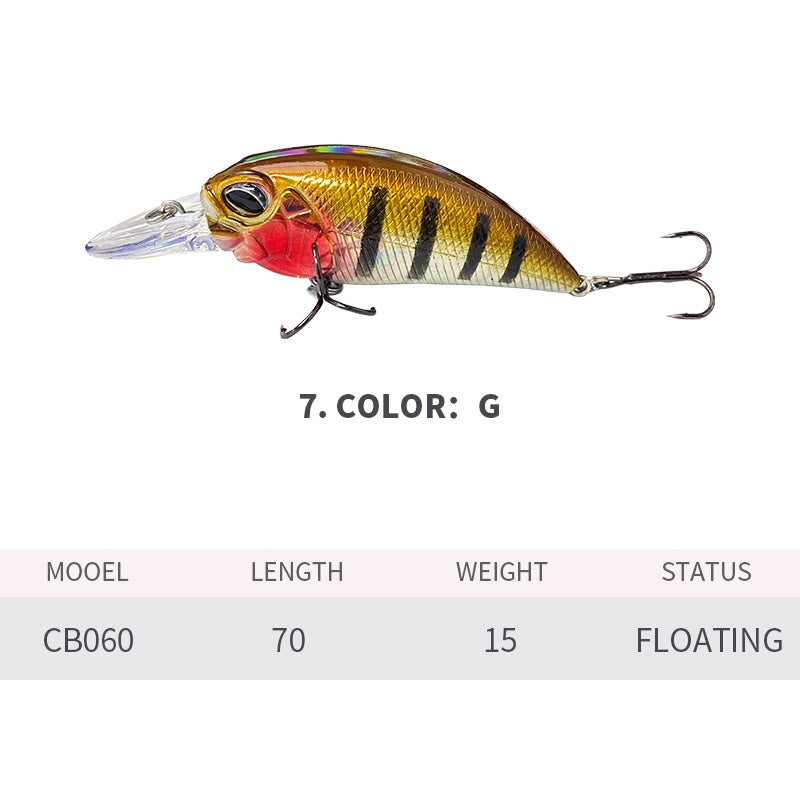 Crankbait, Japanese Style, Floating, Bass Fishing, 70mm/15g, #HB52060A