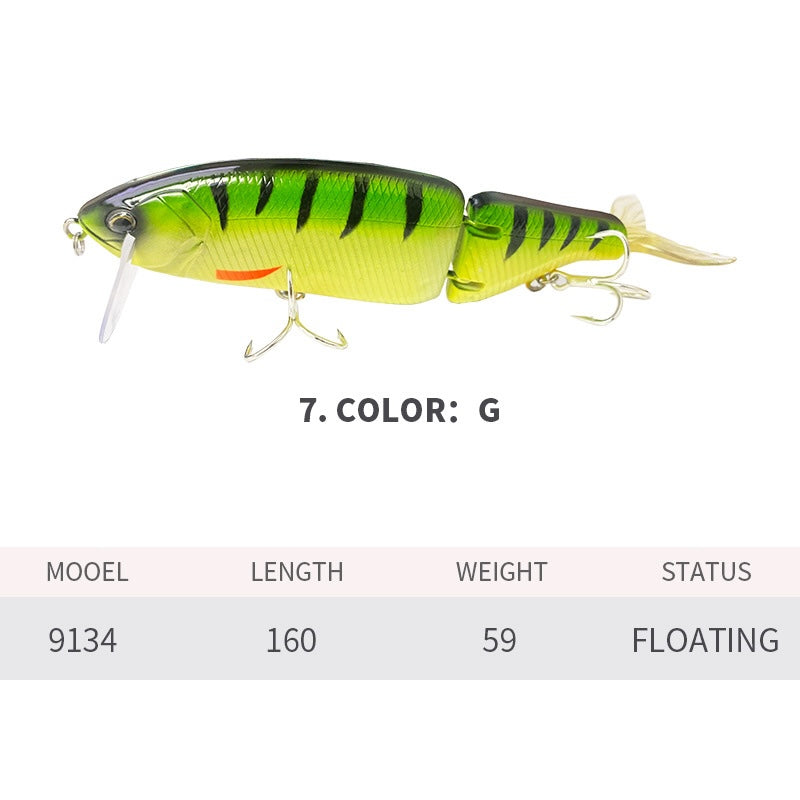 Multi-Jointed Glide Bait, Detachable Lip and Tail, 160mm/59g, #SW59134A