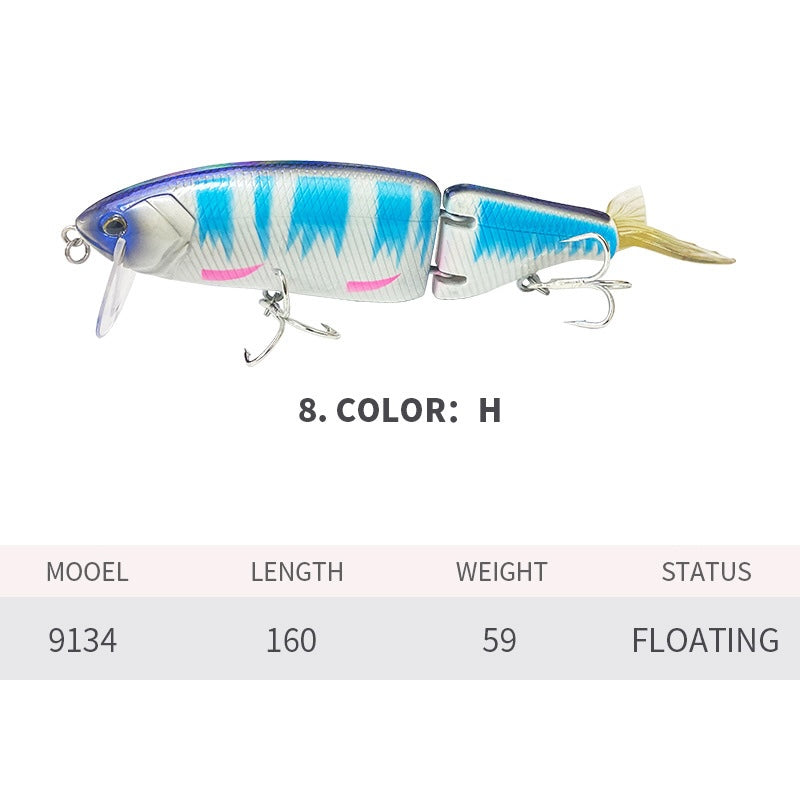 Multi-Jointed Glide Bait, Detachable Lip and Tail, 160mm/59g, #SW59134A
