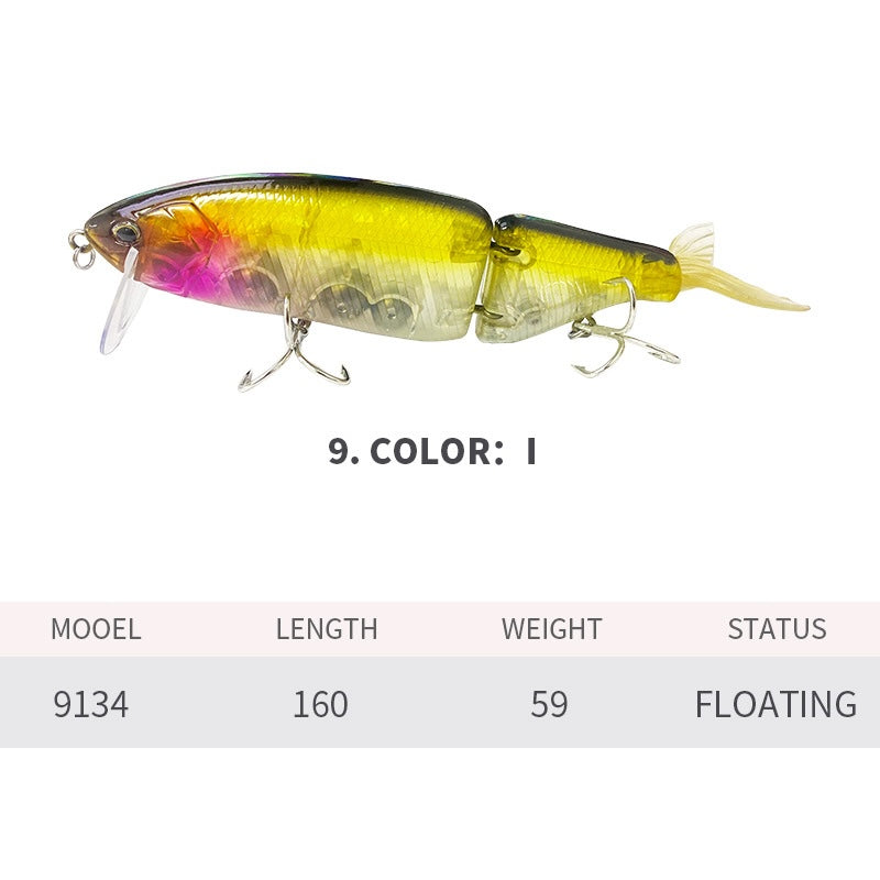 Multi-Jointed Glide Bait, Detachable Lip and Tail, 160mm/59g, #SW59134A