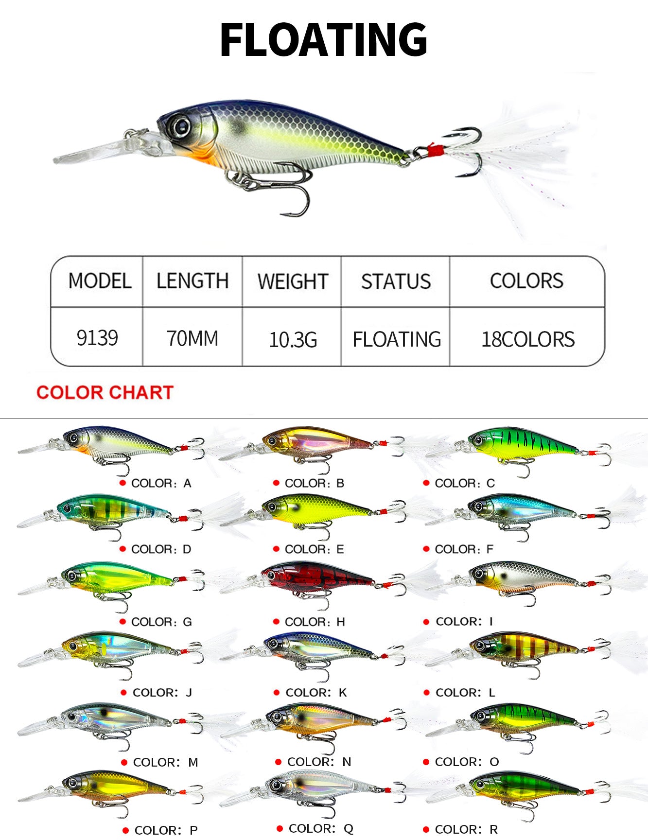 Crankbait, Bait Finesse, Japanese-Style, Long Lip Deep Diving, 1.5-2m, (70mm / 10.3g), #HB59139