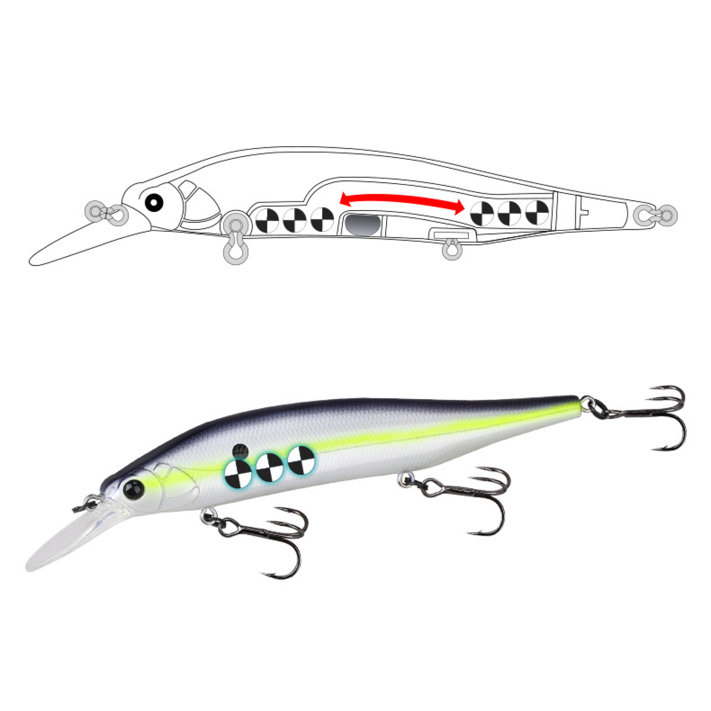 Jerkbait 115SP, Suspend, 4.5-inch, Diving 9.2-ft, #HB59090A