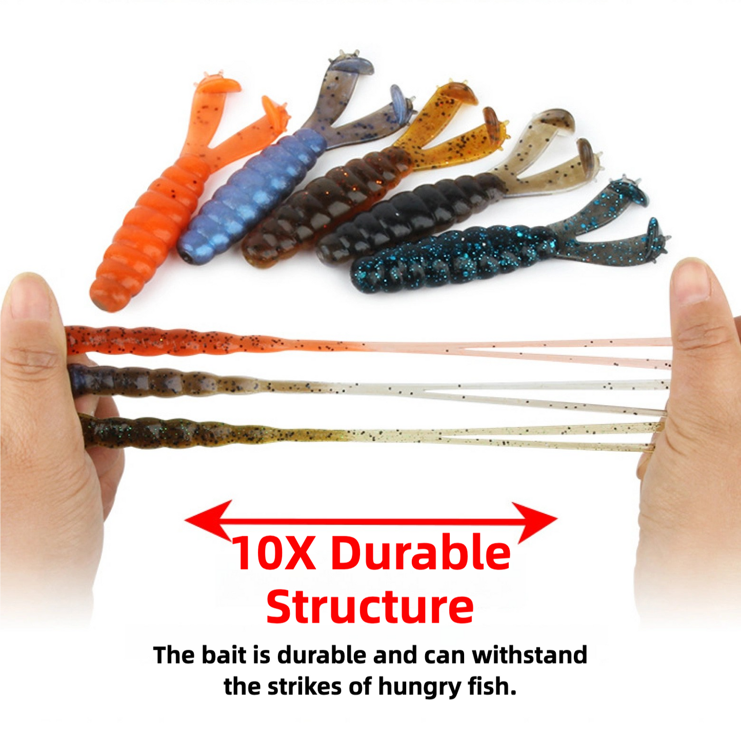 Dual-Tail Worm Soft Bait, Floating Durable TPR Material, 2.8-inch, #SB502901A