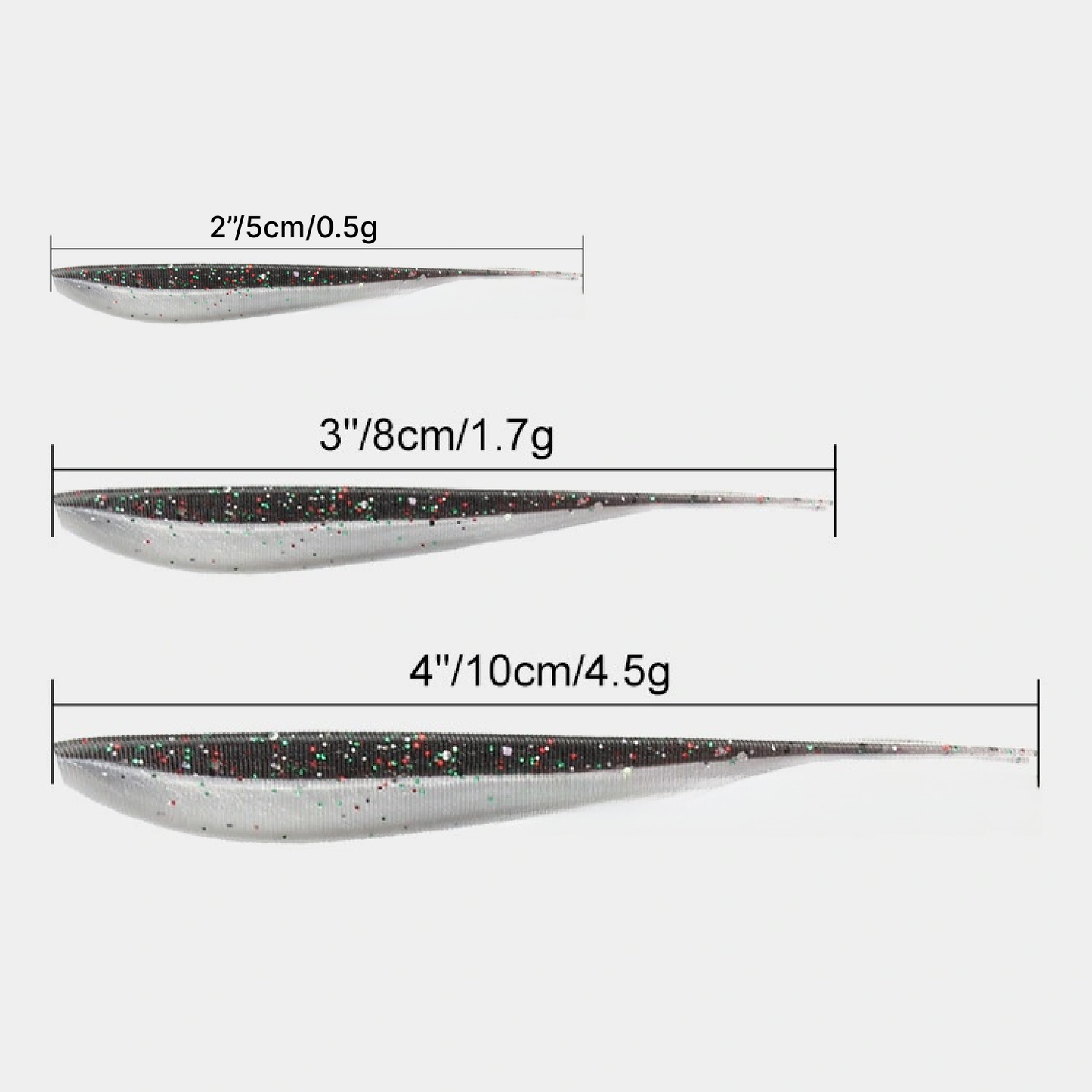FFS Minnow Shad Soft Bait, Forked Tail, 2/3/4-inch, #SB50129C