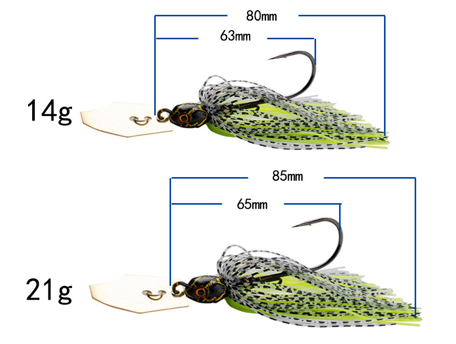 CHATTER BAIT, Bladed Jig, 1/4oz~3/4oz, Multiple Colors, #CB50109J