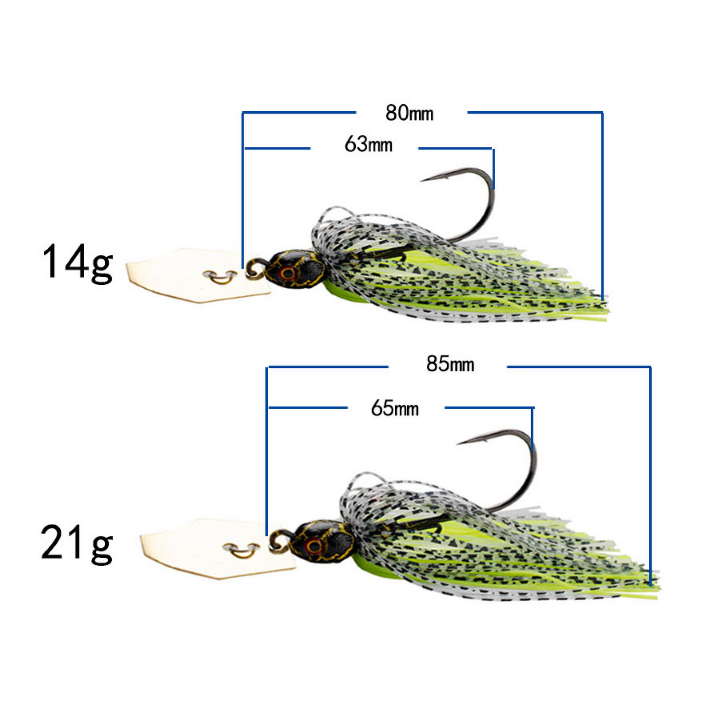 CHATTER BAIT, Bladed Jig, 1/4oz~3/4oz, Multiple Colors, #CB50109J
