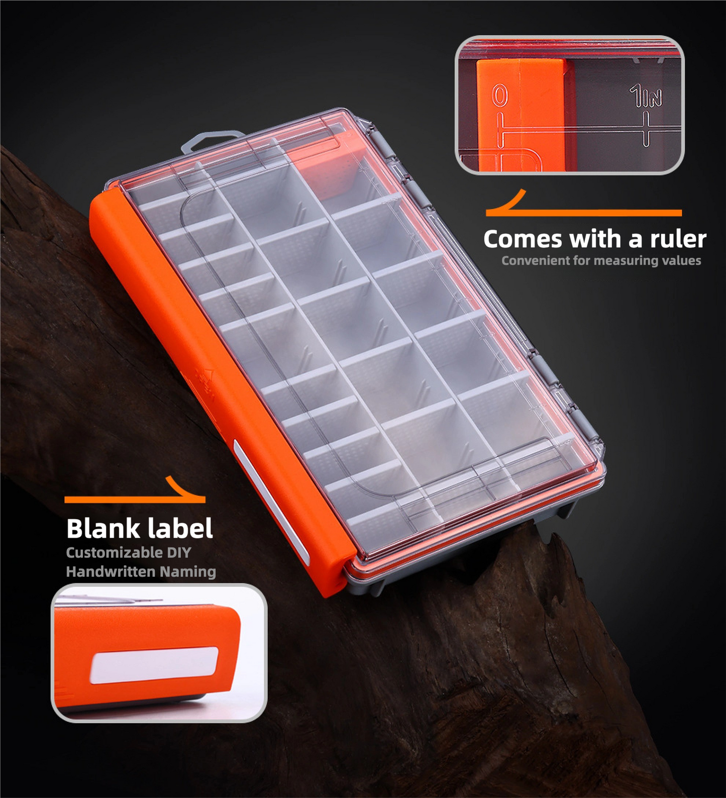 WATERPROOF TACKLE BOX with Transparent Lid & Adjustable Dividers, 3600/3700, #TB50221B