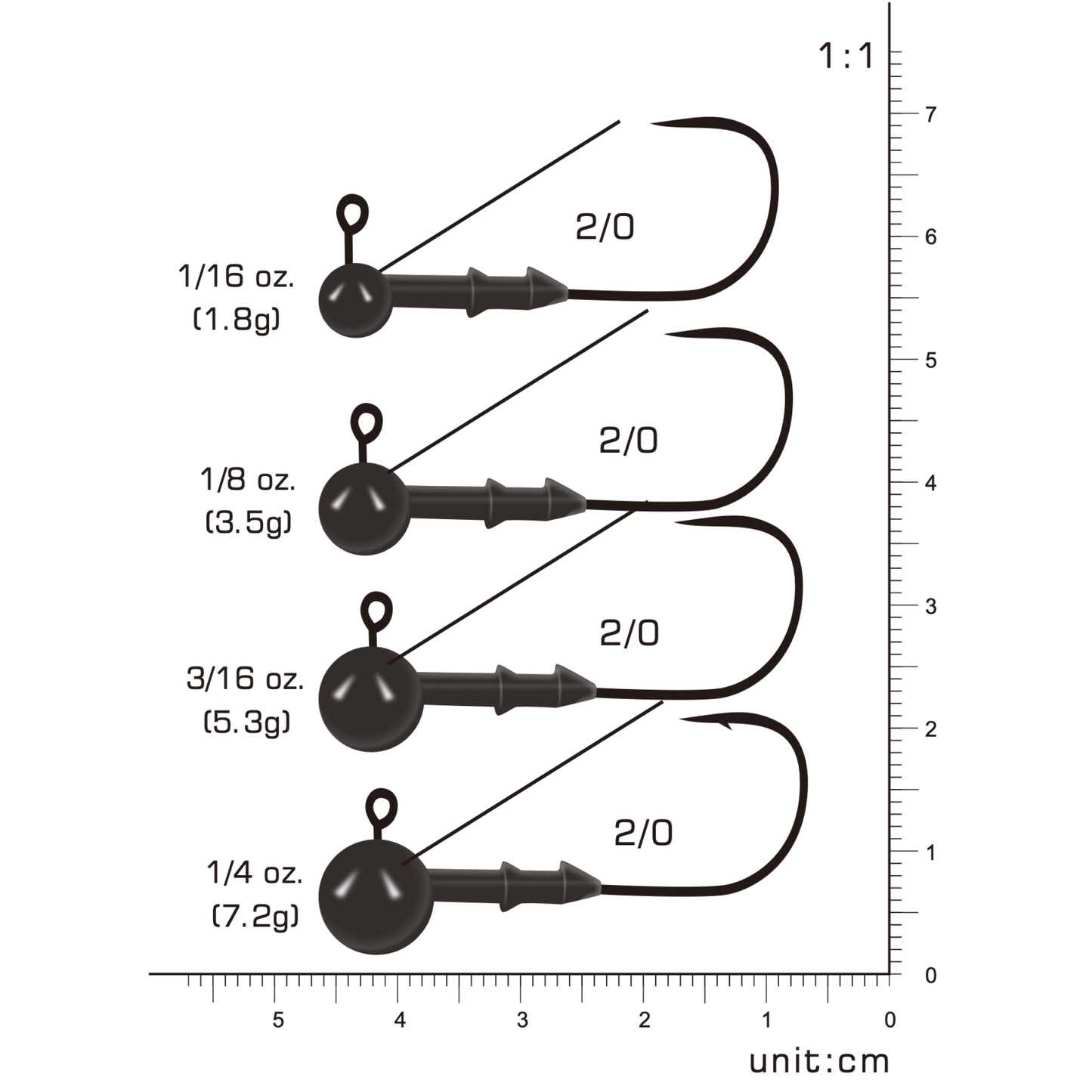 TUNGSTEN-RESIN (WEEDLESS) ROUND JIG HEAD, 1/16 oz~1/4 oz, #JH50230A