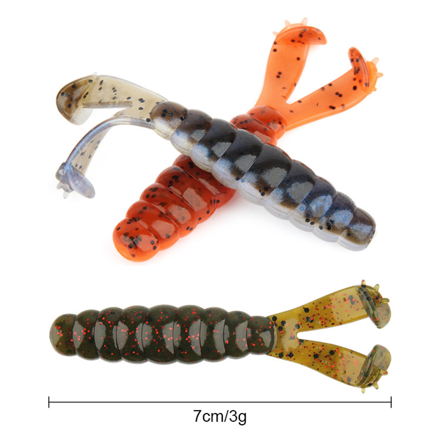 Dual-Tail Worm Soft Bait, Floating Durable TPR Material, 2.8-inch, #SB502901A