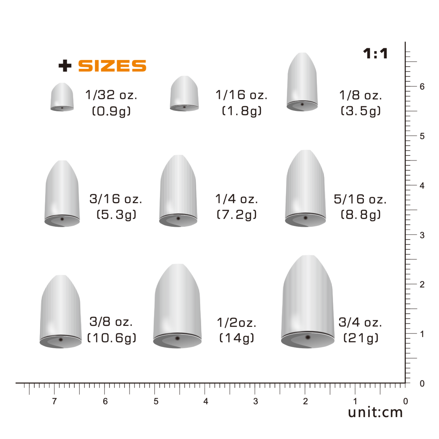 TUNGSTEN WORM WEIGHT, 1/32 oz~3/4 oz, Multiple Colors, #TW50218A