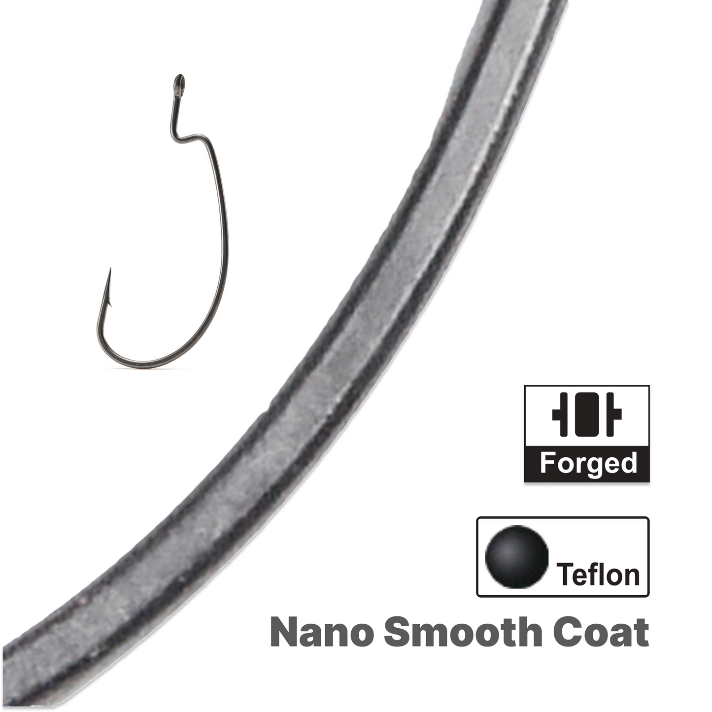 Offset EWG Worm Hook, Teflon Nano Smooth Coat, 9203(2X), #3~6/0, #HK59203A