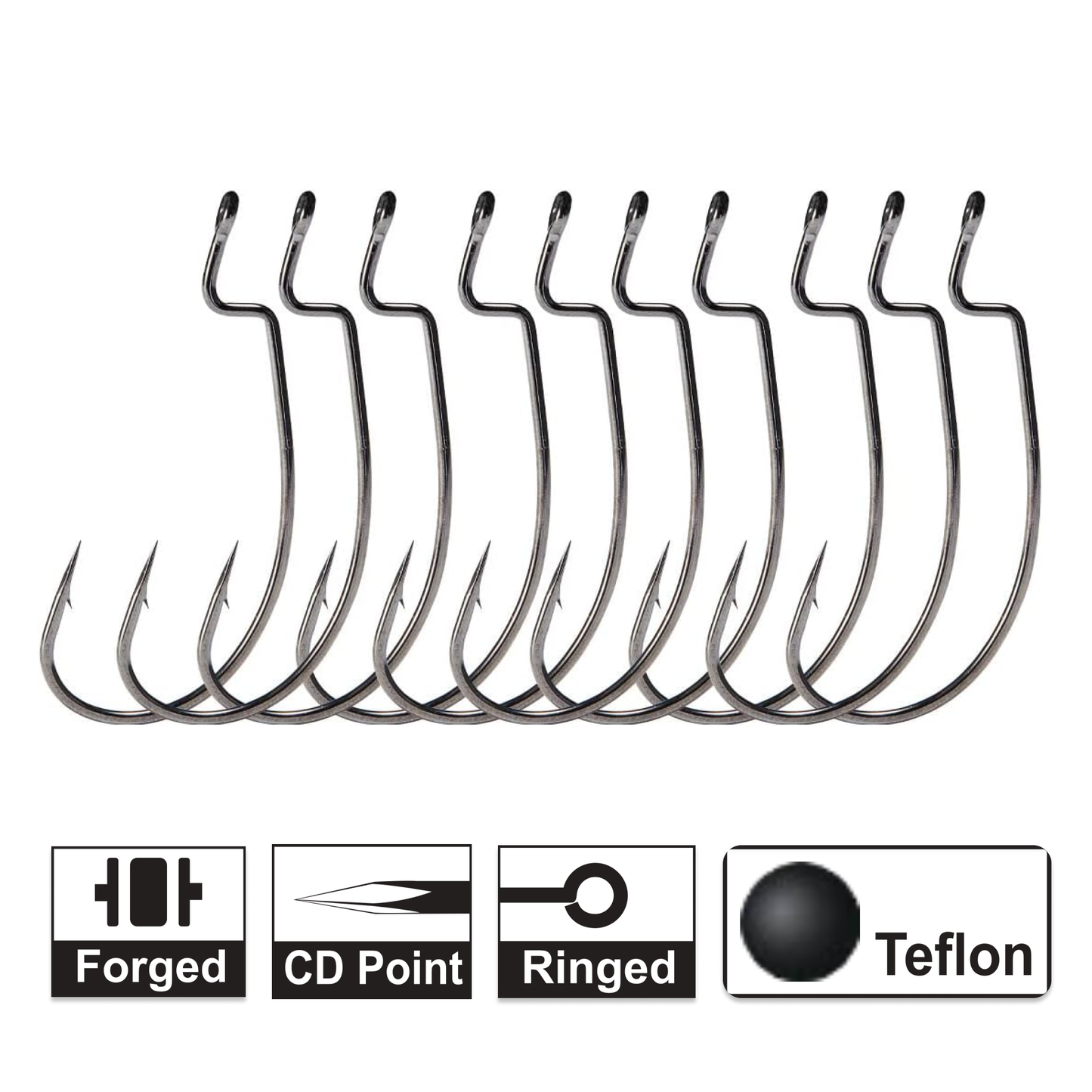 Offset EWG Worm Hook, Teflon Nano Smooth Coat, 9203(2X), #3~6/0, #HK59203A