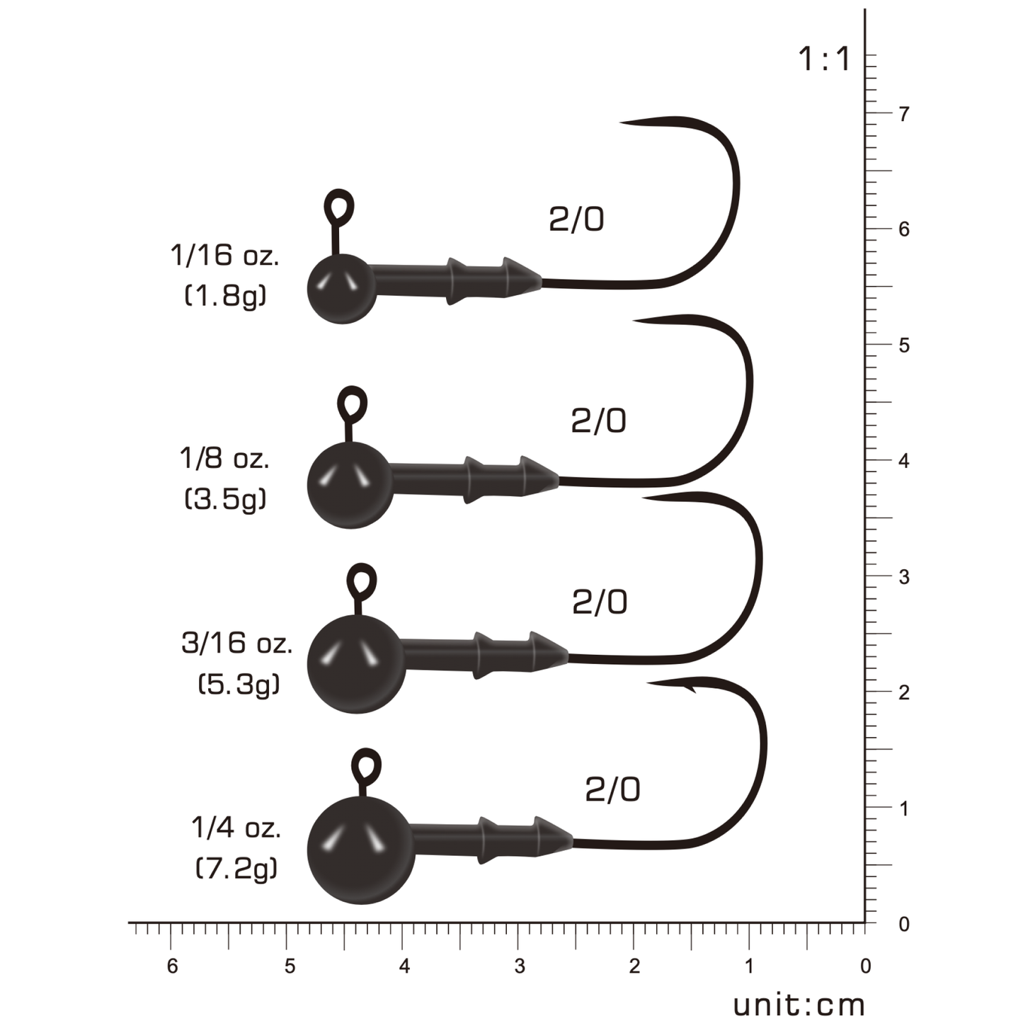 TUNGSTEN-RESIN (WEEDLESS) ROUND JIG HEAD, 1/16 oz~1/4 oz, #JH50230A