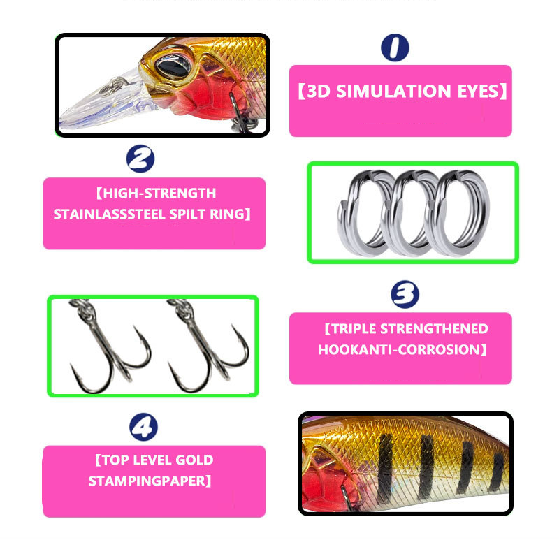 Crankbait, Japanese Style, Floating, Bass Fishing, 70mm/15g, #HB52060A