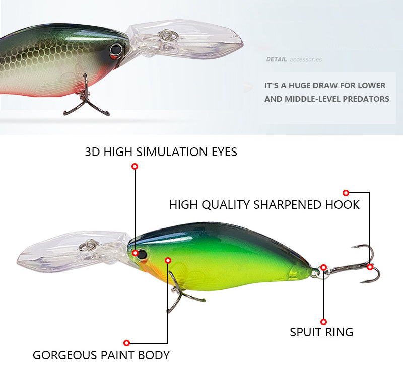 Deep Diving Crankbait, Shad-Shaped, 3-3.5m, #HB59225A