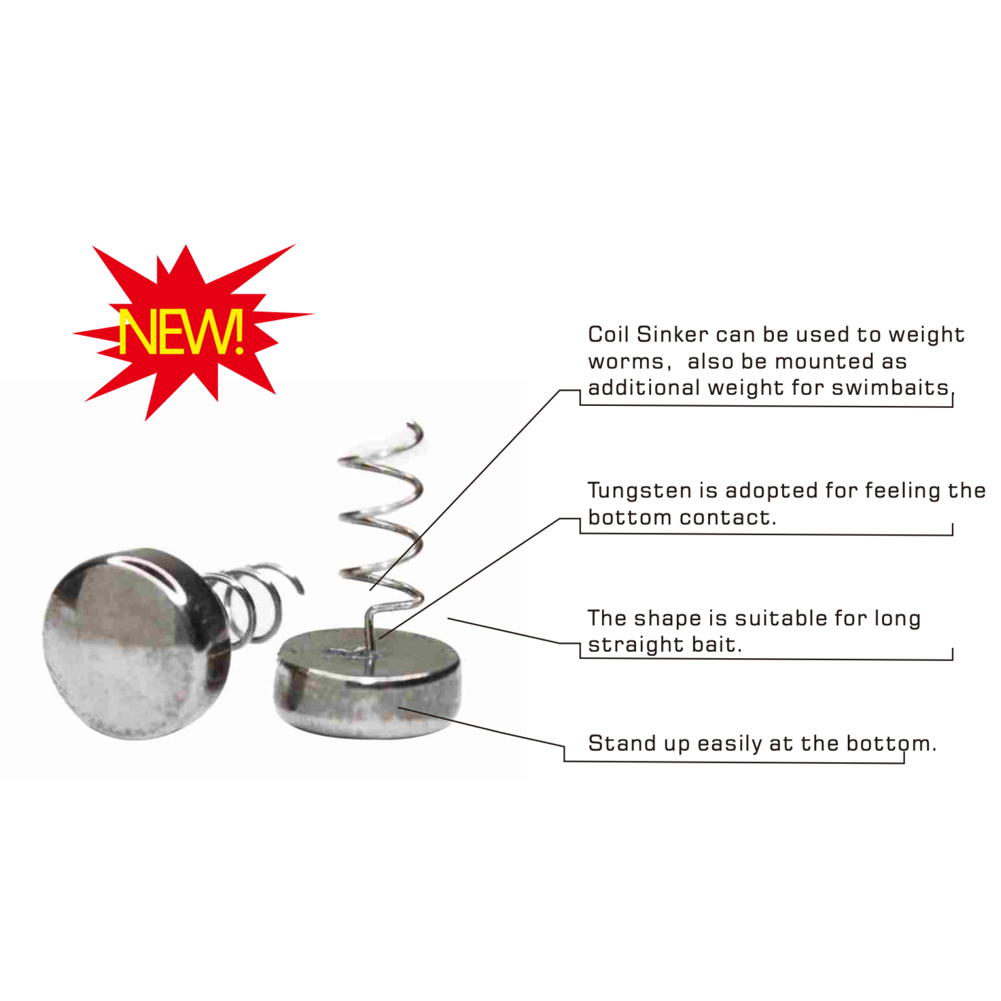 TUNGSTEN COIL SINKER, 1/16 oz~1/4 oz, #TW50227A