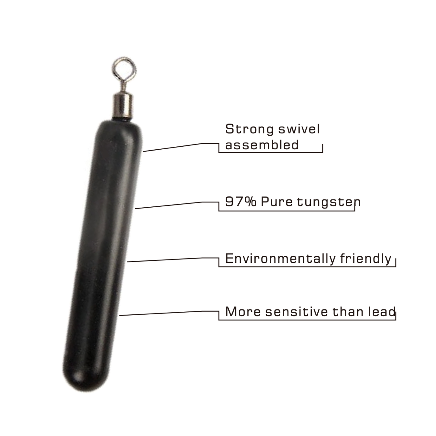 TUNGSTEN SKINNY DROP SHOT WEIGHT, 3/64 oz~ 1 oz, Multiple Colors, #TW50222A