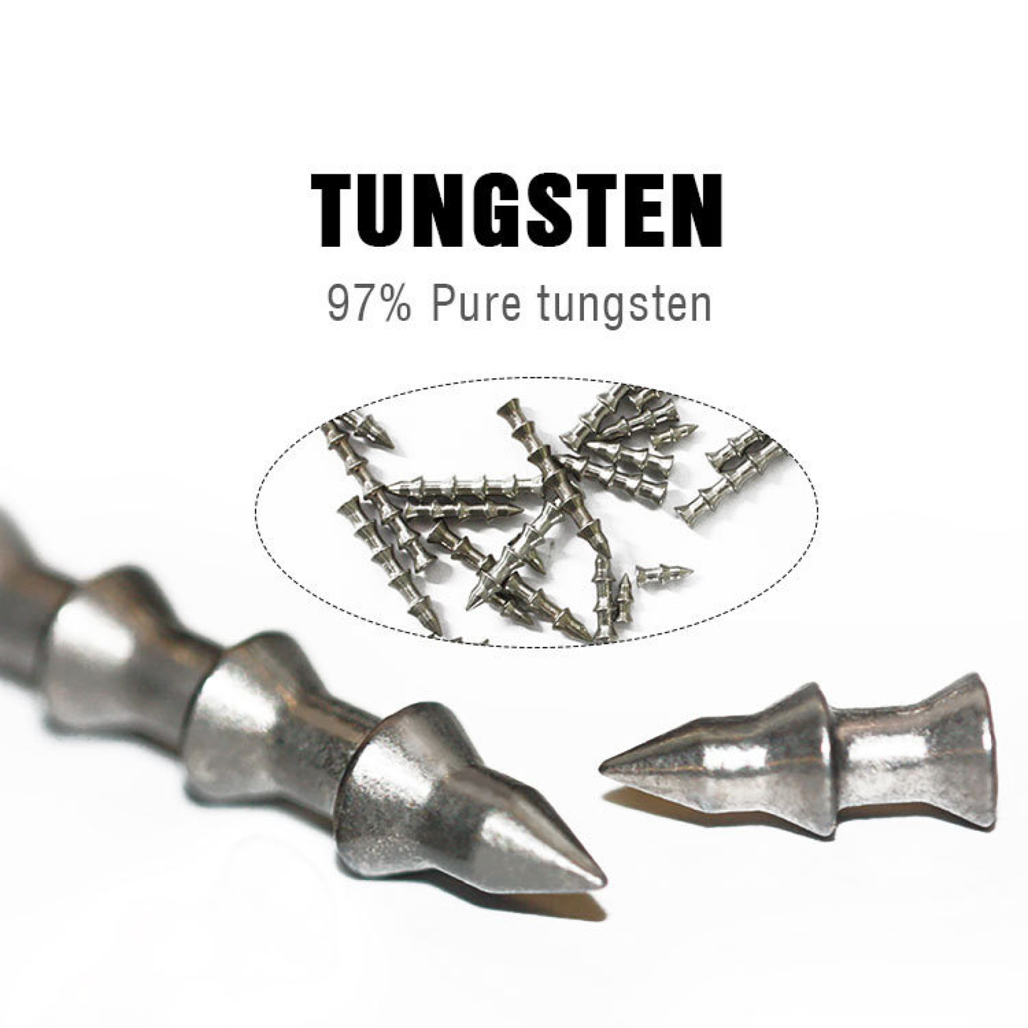 TUNGSTEN PAGODA NAIL SINKER, 1/96 oz~7/64 oz, #TW50226A