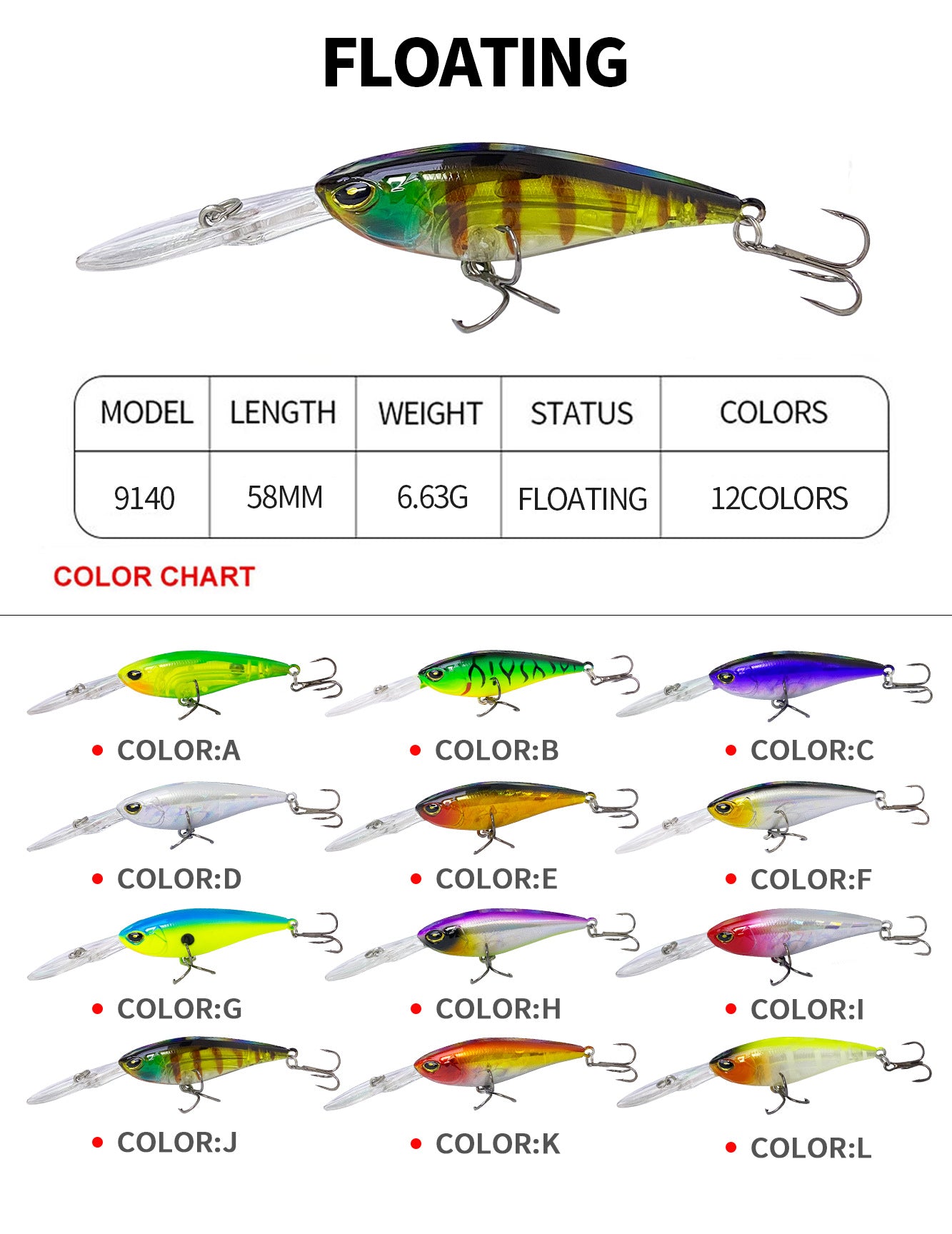 Sprint Crankbait, Japanese Style, 2.5-3.0m, (95mm / 13g), #HB59140A