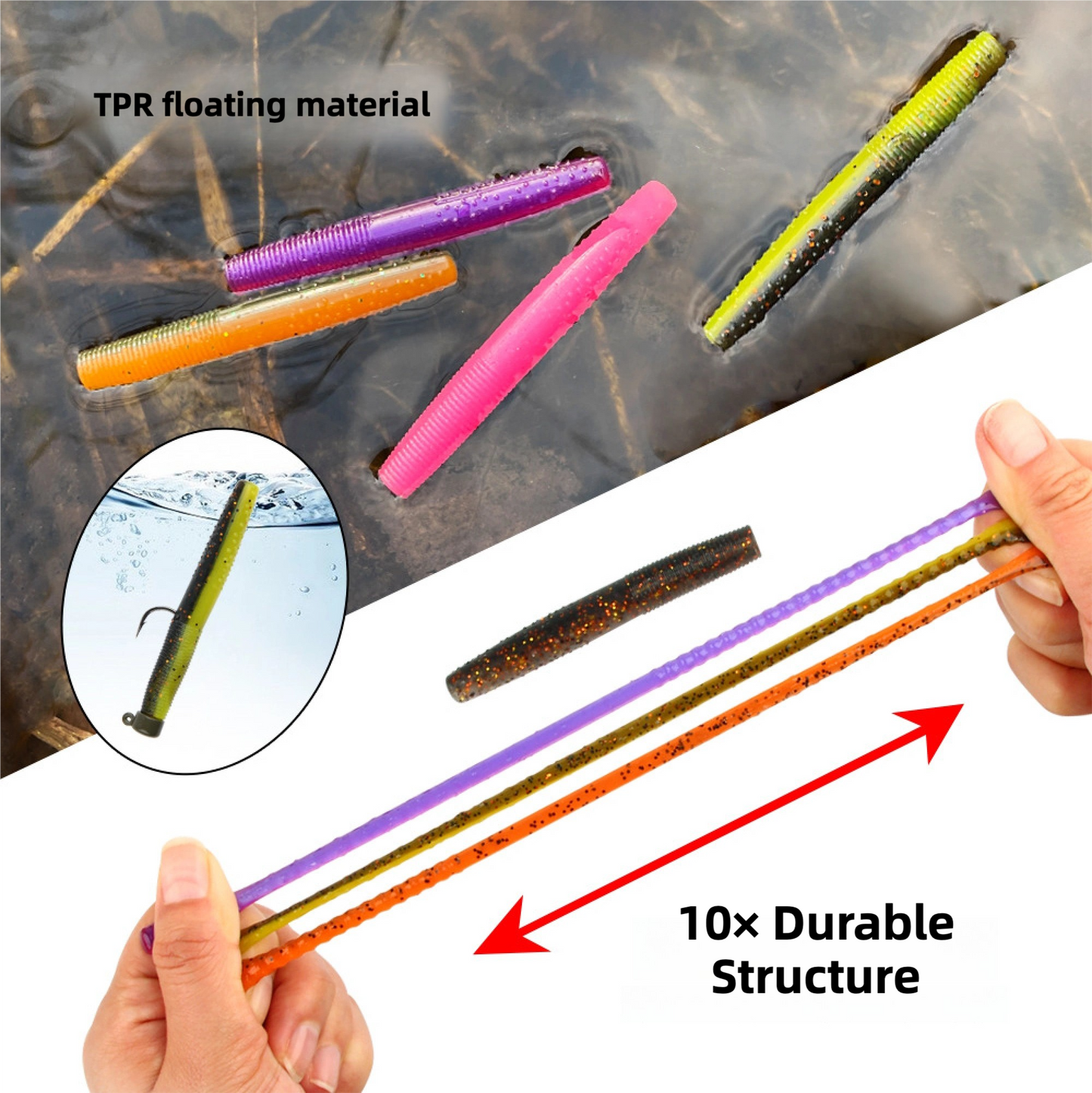 Ned Worm Bait Floating TPR Materail,  2.8-inch, #SB53212A