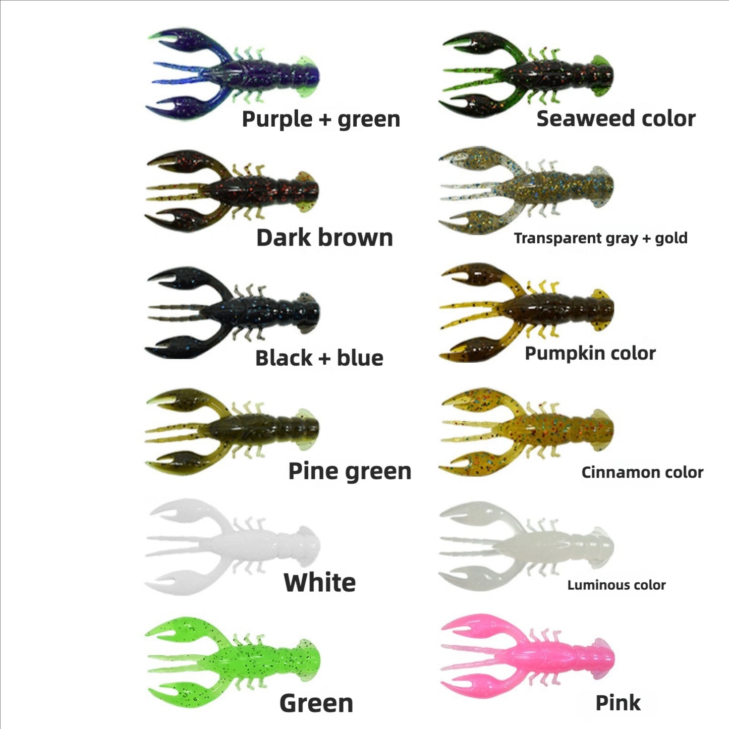 Soft Plastic Finesse Craw Bait, Tear-Resistant&Float #SB40107A